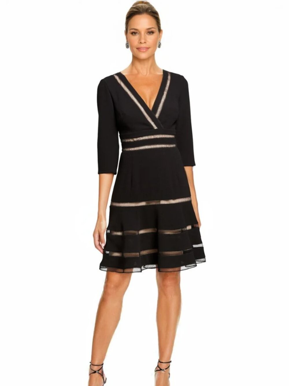Shani Surplice Dress with Trim Detail in Black Size 16 / XL NWT $384